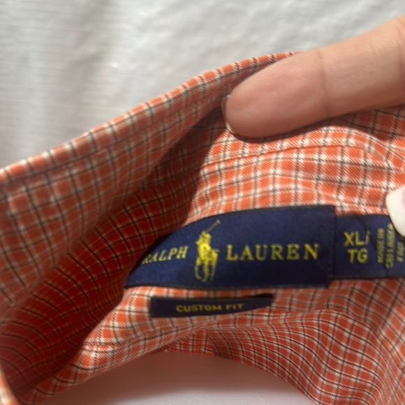 Polo by Ralph Lauren Men's Orange Checkered Shirt - Picture 2 of 3
